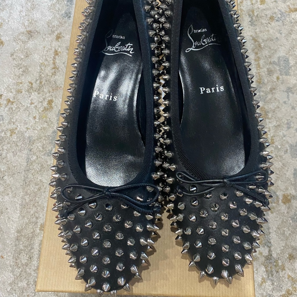 Christian Louboutin Black Studded Flats